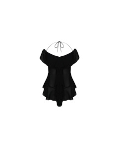 SENSE RUFFLE TOP BLACK