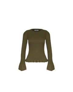 Sale: SKY SHIRRED LONG SLEEVE OLIVE