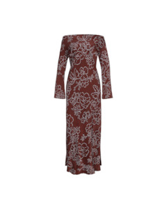 Dresses: VALERIA DRESS BURGUNDY FLORAL