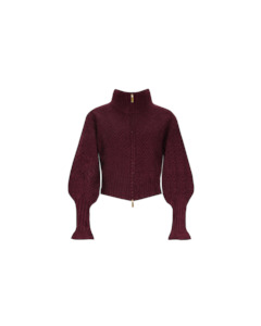 Knitwear: MATILDA ZIP CARDIGAN BURGUNDY