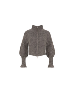 Knitwear: MATILDA ZIP CARDIGAN CHARCOAL