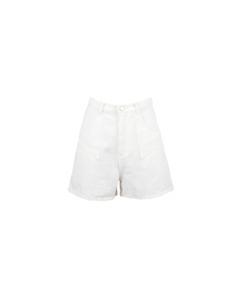 Denim: CLOVER DENIM SHORT ALL WHITE