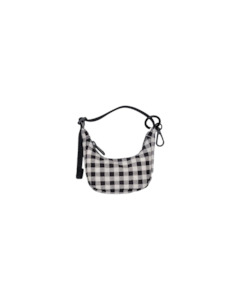 Recycled Material: CRESCENT BAG CHARM BLACK GINGHAM
