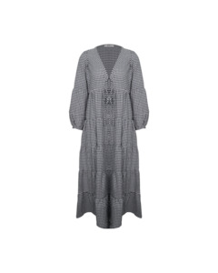 WREN TIERED MAXI DRESS NAVY GINGHAM