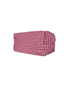 Bags: QUILTED TOILETRY BAG PINK BURGUNDY GINGHAM