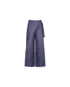 SASHA LINEN WRAP PANT NAVY