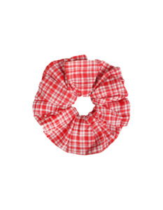 SABRINA SCRUNCHIE RED AQUA TARTAN