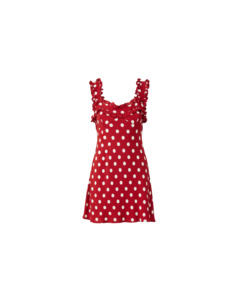 Dresses: PASSIONFRUIT MINI DRESS GARNET POLKA DOT