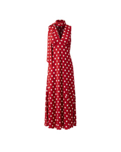 Dresses: GLORIA SLEEVELESS MAXI DRESS GARNET POLKA DOT