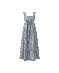 MARGIE TIE-BACK MAXI DRESS BABY BLUE NAVY GINGHAM