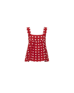 MARGIE TIE-BACK TOP GARNET POLKA DOT