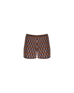 DONNA SHORTS BLUE BROWN KNIT WAVE