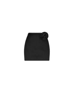 Skirts: CHER SATIN MINI SKIRT BLACK ROSETTE