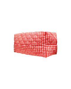 Recycled Material: QUILTED TOILETRY BAG RED GINGHAM