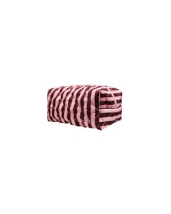 Recycled Material: QUILTED COSMETIC BAG PINK BURGUNDY STRIPE