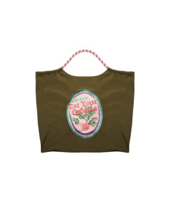 Recycled Material: RUBY SAYS EAT YOUR GREENS TOTE KHAKI
