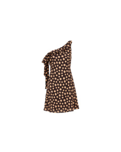 Mini Dresses: LYDIA RUFFLE MINI DRESS BROWN DITZY