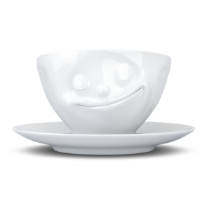 Tassen Cups: Tea cup with saucer 200ml - Happy