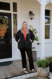 Outerwear: Quilted Jacket (Hood) - Black