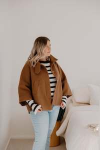 Outerwear: High Neck Cape - Teddy