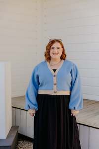 Crop Cardi - Cornflour/ECRU