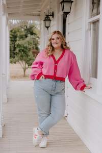 Crop Cardi - Pink/Red