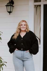 Outerwear: Crop Cardi - Black