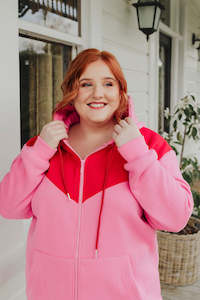 Outerwear: Zip Hoodie - Pink/Red