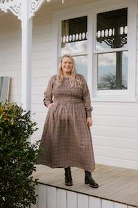 Size 18 Sale: Logie Dress - Brown Check