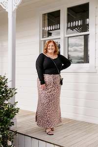 Size 18 Sale: Bias Maxi Skirt - Dark Leopard
