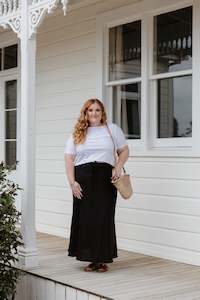 Size 18 Sale: Bias Tie Skirt - Black