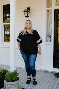 Size 26 Sale: Yasmin Top - Black/Check