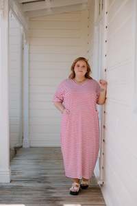 S 18: Ansel Dress - Pink/White Stripe