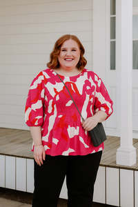 Size 14 Sale: Liv Top - Pink, White, Red