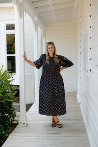 Sadie Dress - Navy Spot