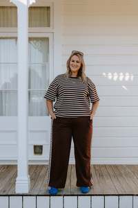 Size 24 Sale: Oversized Tee - Chocolate Stripe
