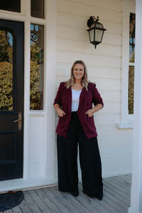 Longline Stretch Blazer - Mulberry