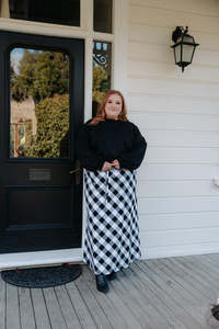 Bias Tie Skirt - B&W Check