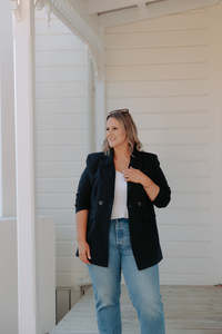 Woollen Blazer - Navy