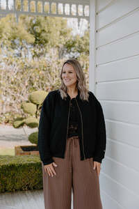 Outerwear: Quilted Bomber - Black