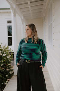 Xxs 14: Boat Top - Green/Blue Stripe