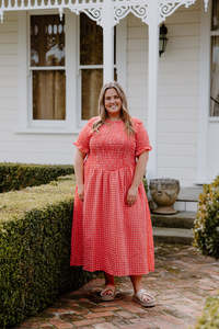 Logan Dress - Peach Check