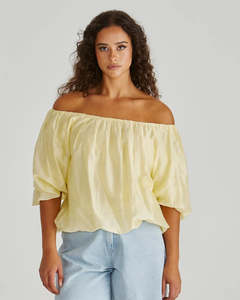 Tops: SASS SOFIE OFF SHOULDER TOP YELLOW