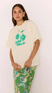 Tops: MINK PINK CIAO RELAXED TEE WHITE/GREEN