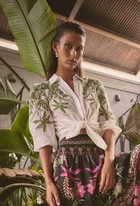 Tops: ONCE WAS CALLISTO COTTON SLUB EMBROIDERED SHIRT IVORY DUNE