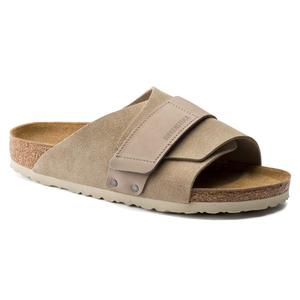 Flats: BIRKENSTOCK KYOTO SOFT SUEDE & NUBUCK TAUPE