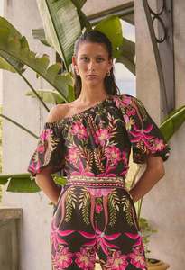 Once Was: ONCE WAS JUNO ONE SHOULDER TOP ANTHOS LOTOS PRINT
