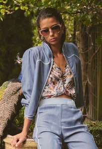 Once Was: ONCE WAS AURORA REVERSIBLE JACKET PETINOS FLOROS/BLUE ASH