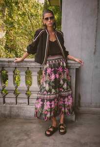 ONCE WAS CORDELIA SHIRRED SKIRT ANTHOS LOTOS