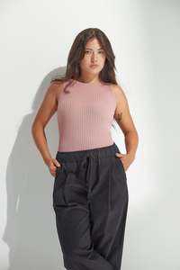 Standard Issue: STANDARD ISSUE MERINO RIB CREW TANK CORAL